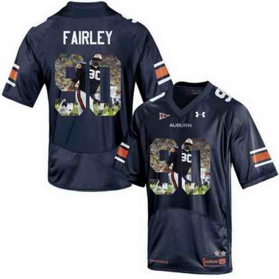 Auburn Tigers 90 Nick Fairley Navy With Portrait Print College Football Jersey3